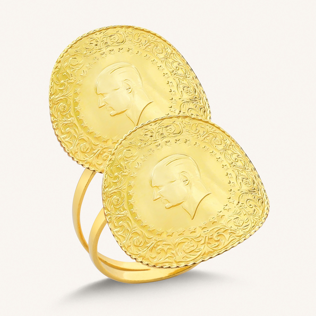 22 Ayar Altın Çeyrek 2'li Liralı Yüzük