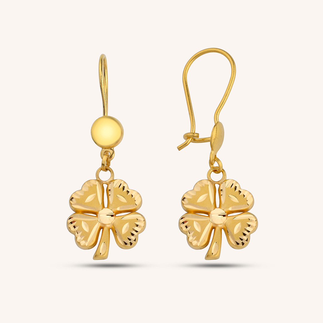 22 Ayar Altın Yonca Küpe