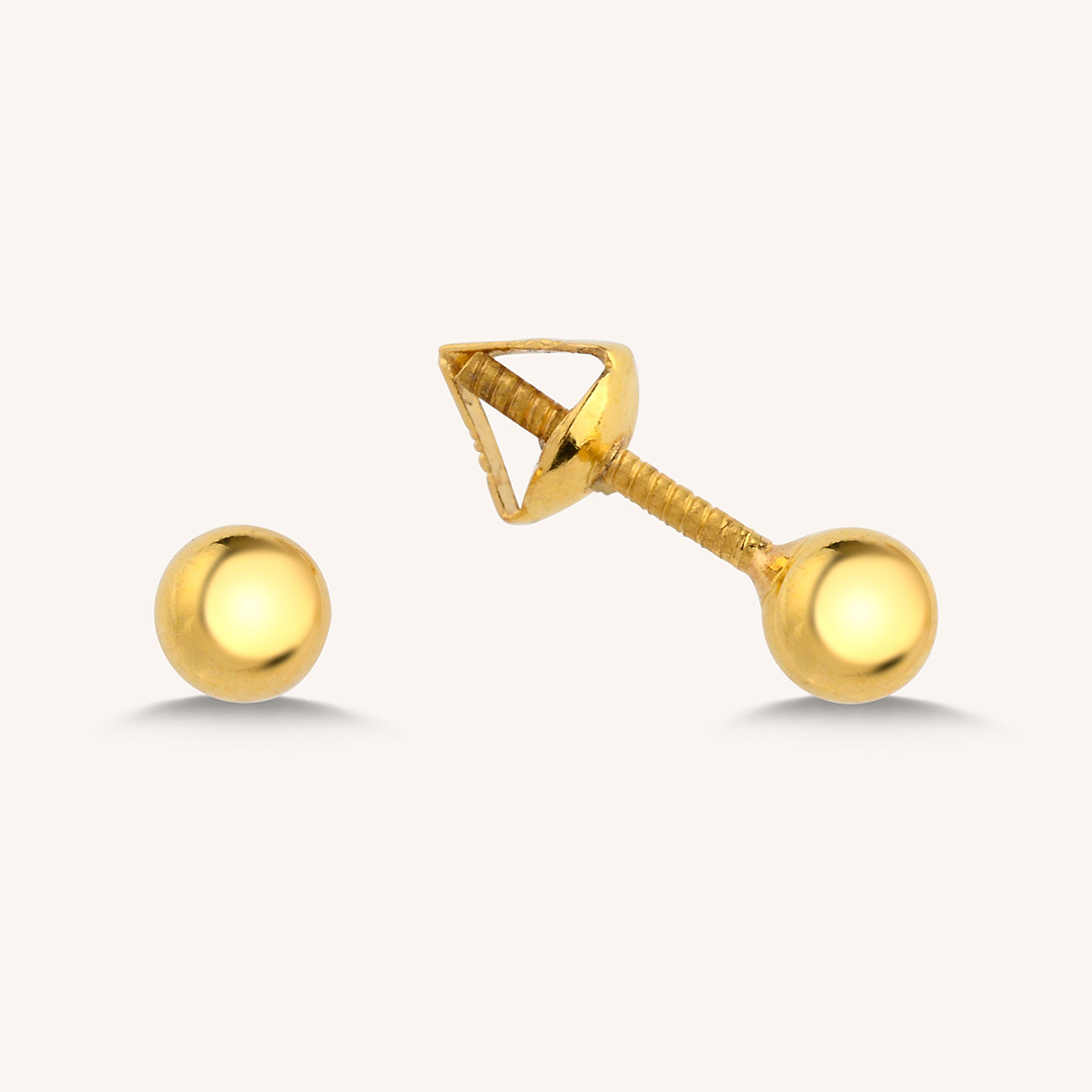 22 Ayar Altın Top Küpe